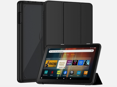 Sanyetral Tablet Case Black PU Leather Folio Stand Auto Wake Sleep 8" Tablet