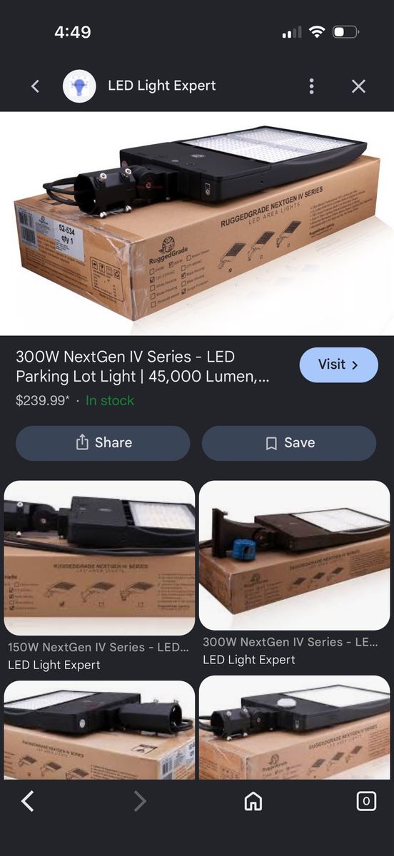 RuggedGrade 300W NextGen IV LED Shoebox Parking Lot Light 5000K