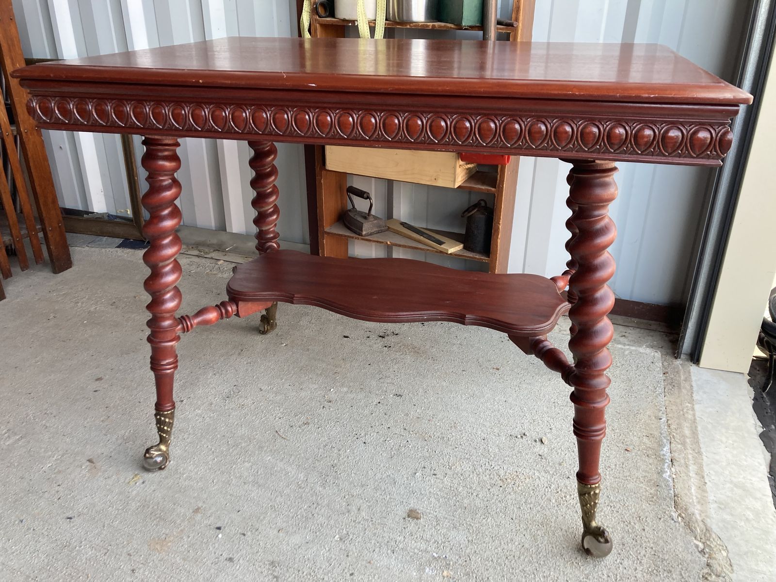 Antique Merklen Brothers Style -Barley Twist- Clawfoot Table
