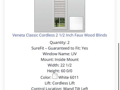 NEW Veneta Classic Cordless 2 1/2 Inch Faux Wood Blinds 22” W x 60” L
