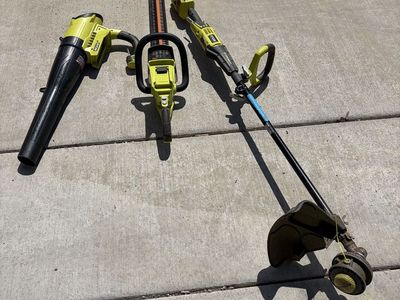 RYOBI 40V Cordless Outdoor Power Tool Set: Blower, Hedge Trimmer, String Trimmer - No Battery