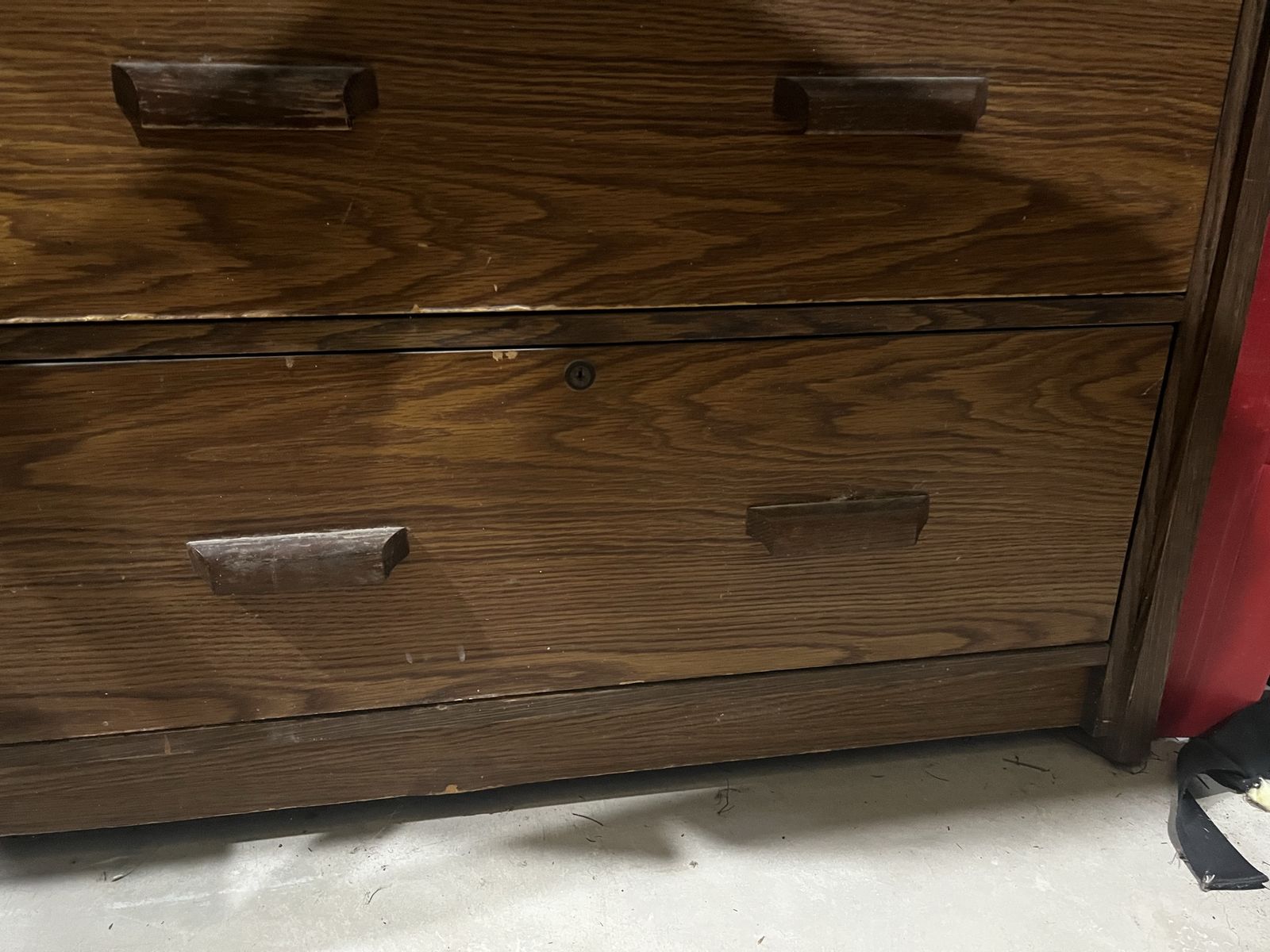 Used Oak Finish Lateral File Cabinet with Two Drawers - Free