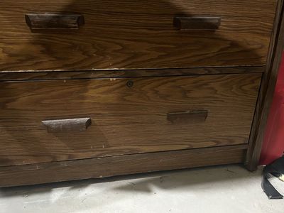 Used Oak Finish Lateral File Cabinet with Two Drawers - Free
