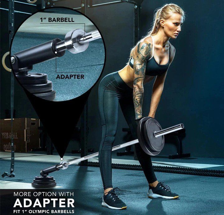 Landmine works with 1 an 2" barbells