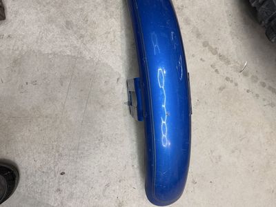 Blue Motorcycle Front Fender with Mounting Bracket and Gold Pinstriping came off 1998 Harley sporster