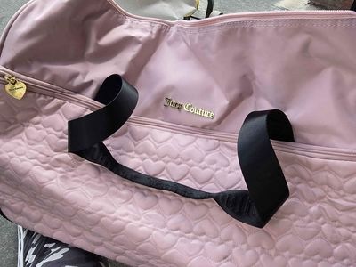 Juicy Couture Pink Quilted Heart Rolling Duffle Bag