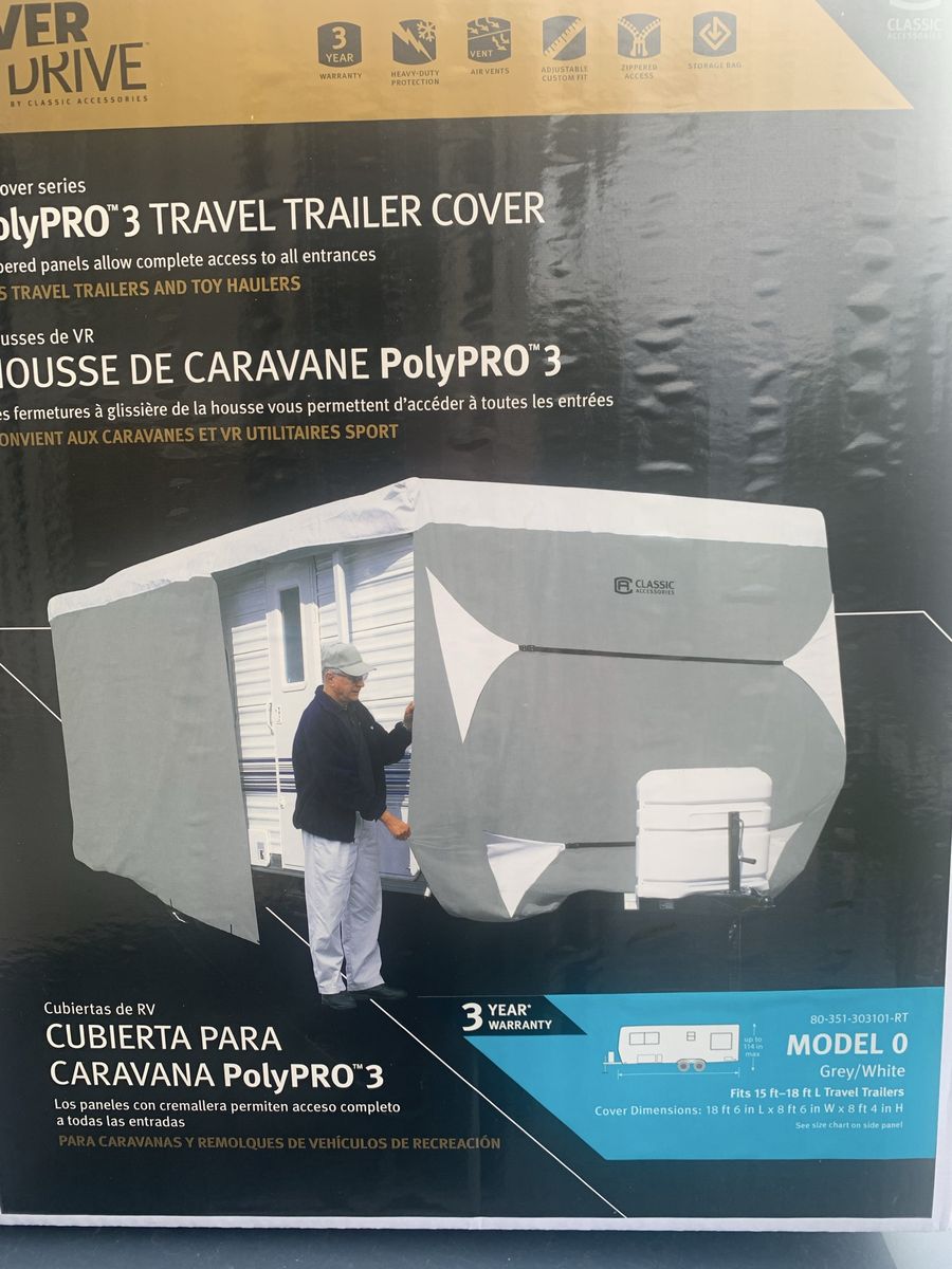 Classic Accessories OverDrive PolyPRO 3 Travel Trailer Cover Model 0 Fits 15-18 ft