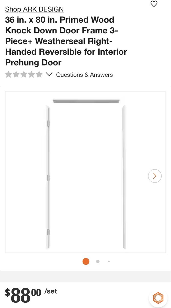 Brand new! Primed Wood Knock Down Door Frame