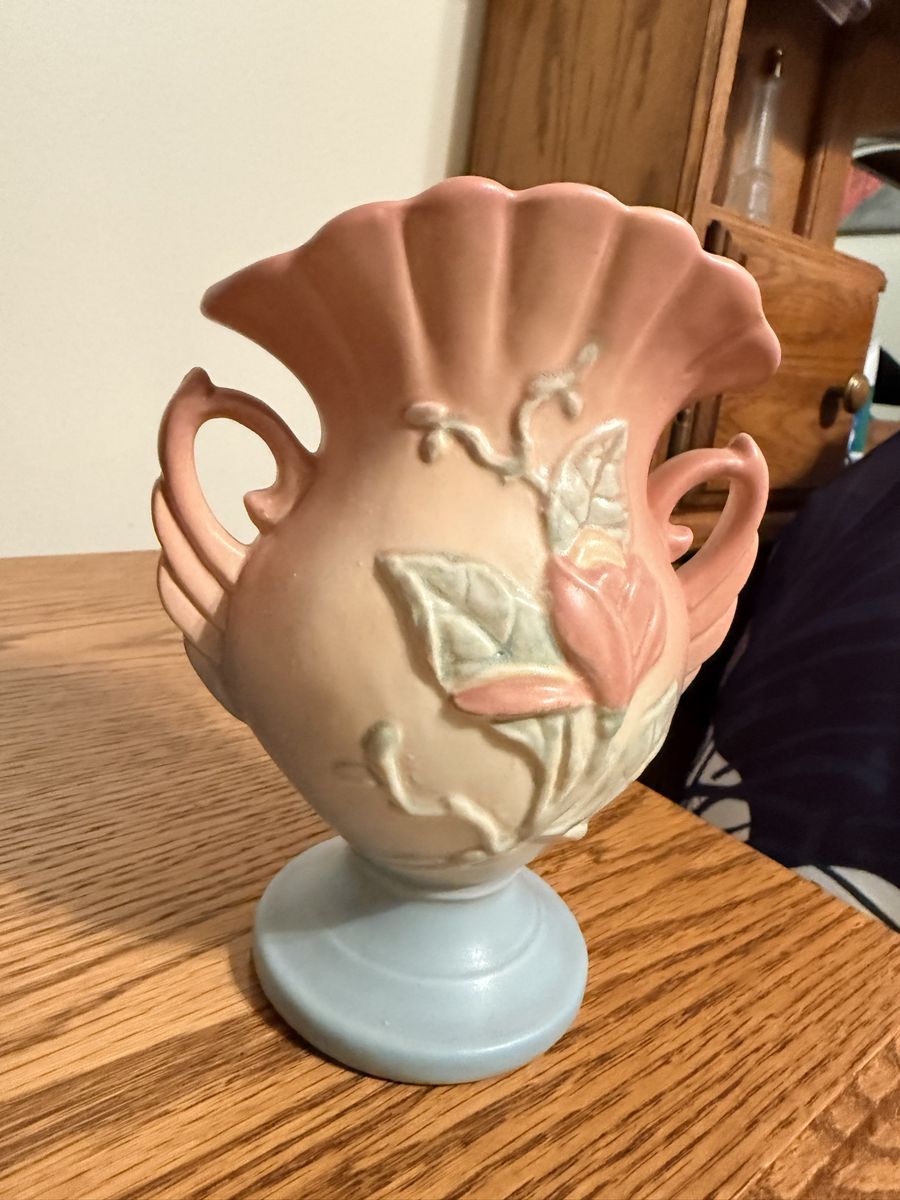Vintage Pastel Floral Vase with Handles - Ceramic Home Decor