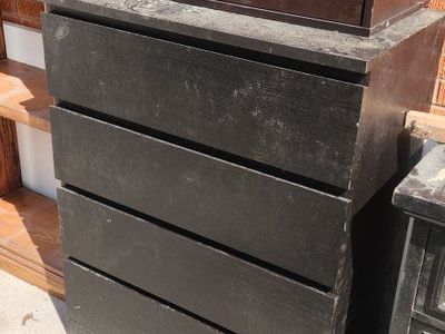 Black and Brown Dresser with Multiple Drawers