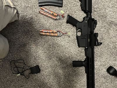 Lancer Tactical M4-style Airsoft Rifle with Red Dot Sight, 2 Batteries, Charger, and Magazine