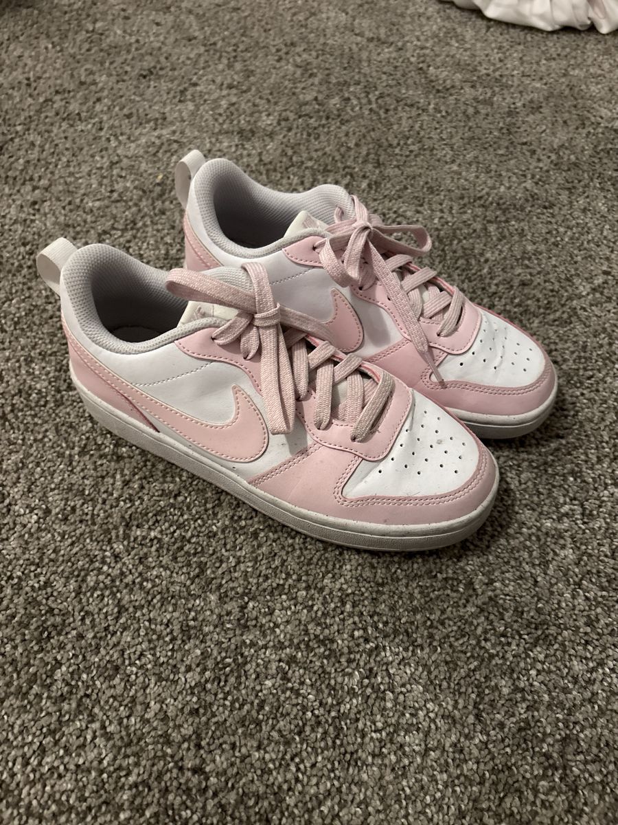 Nike Court Borough Low 2 Pink & White Sneakers - Girls' Size 12.5Y - Gently Used