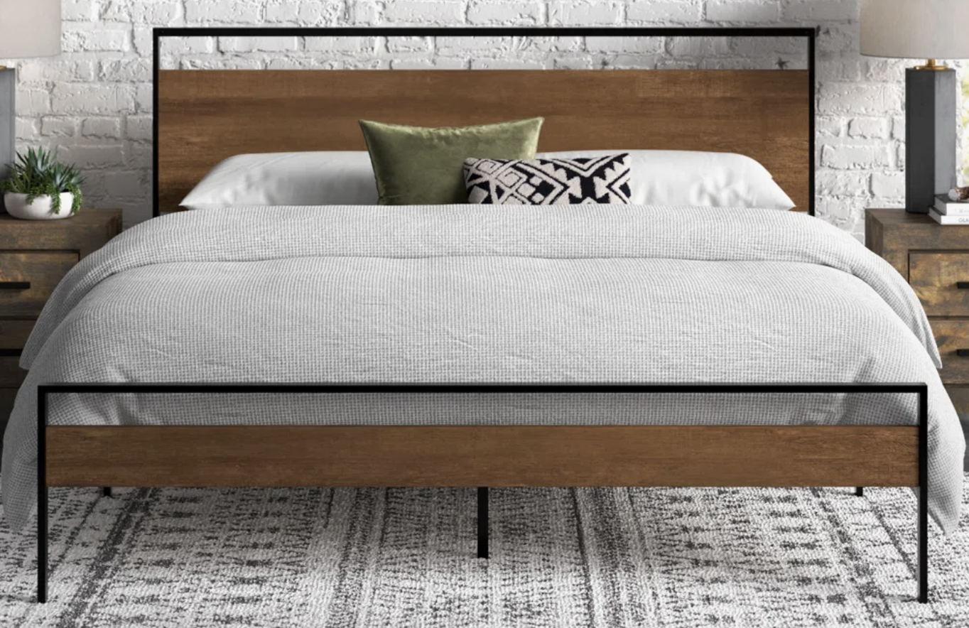 Metal and Wood King Sized Bed   NEW IN BOX