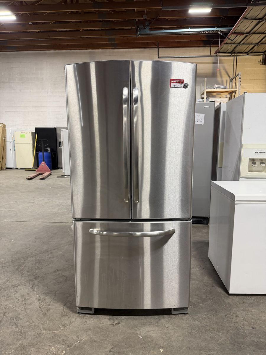 GE Stainless Steel French Door Refrigerator - Bottom Freezer, Used Condition