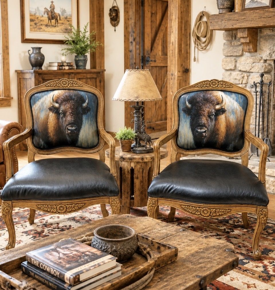 Gorgeous Bison/Buffalo Accent Chairs