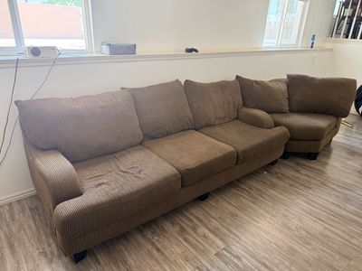 Large sectional - Brown Corduroy Set with Corner Piece and Loveseat