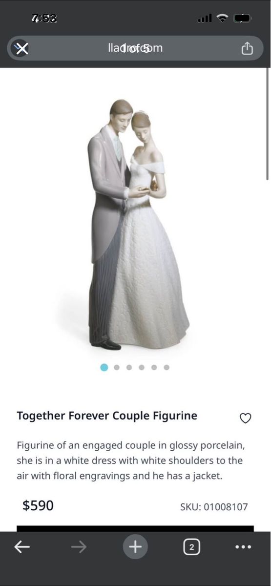 Lladró Together Forever Couple Figurine Glossy Porcelain Wedding Sculpture SKU: 01008107