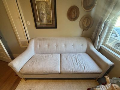 Light Gray Fabric Modern Tufted Loveseat Sofa