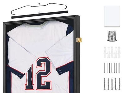 Black Jersey Display Frame Shadow Box(es): Size 2XL w/ UV Protection, Acrylic Glass, & 2 Hangers