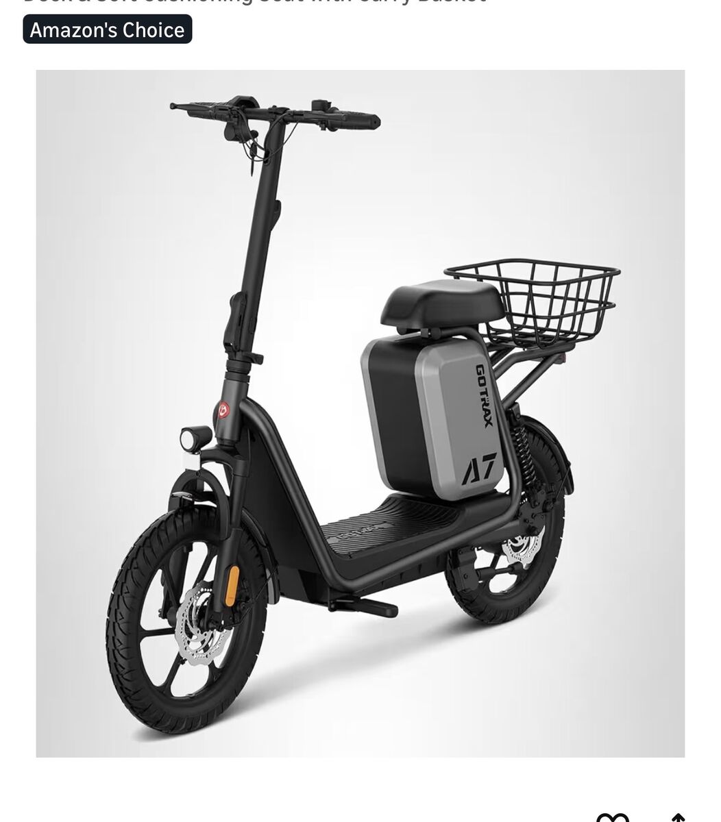 Gotrax Adult Electric Scooter Bike with Seat, Max 19-25miles Range, 15.5-20mph Power