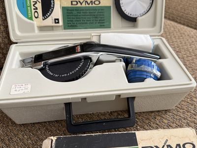 DYMO 1550/1570 Labeling Kit - Vintage Label Maker with 3 Embossing Wheels & 10 rolls Blue Tape