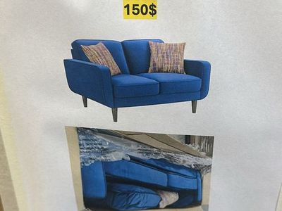 Home Jax Royal Blue Loveseat with 2 Pillows New in Box 57"W
