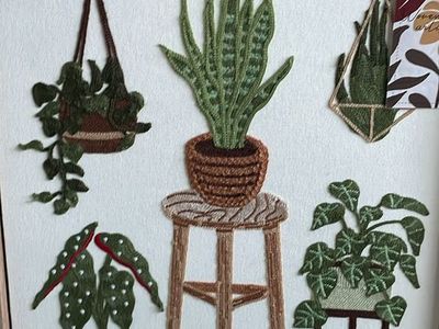 New Home Textile Embroidery Woven Wall Art Plants