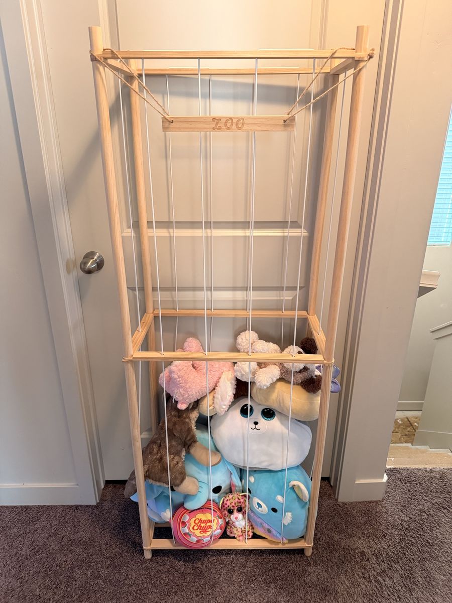 Wooden Toy Zoo Stuffed Animal Storage Cage Holder