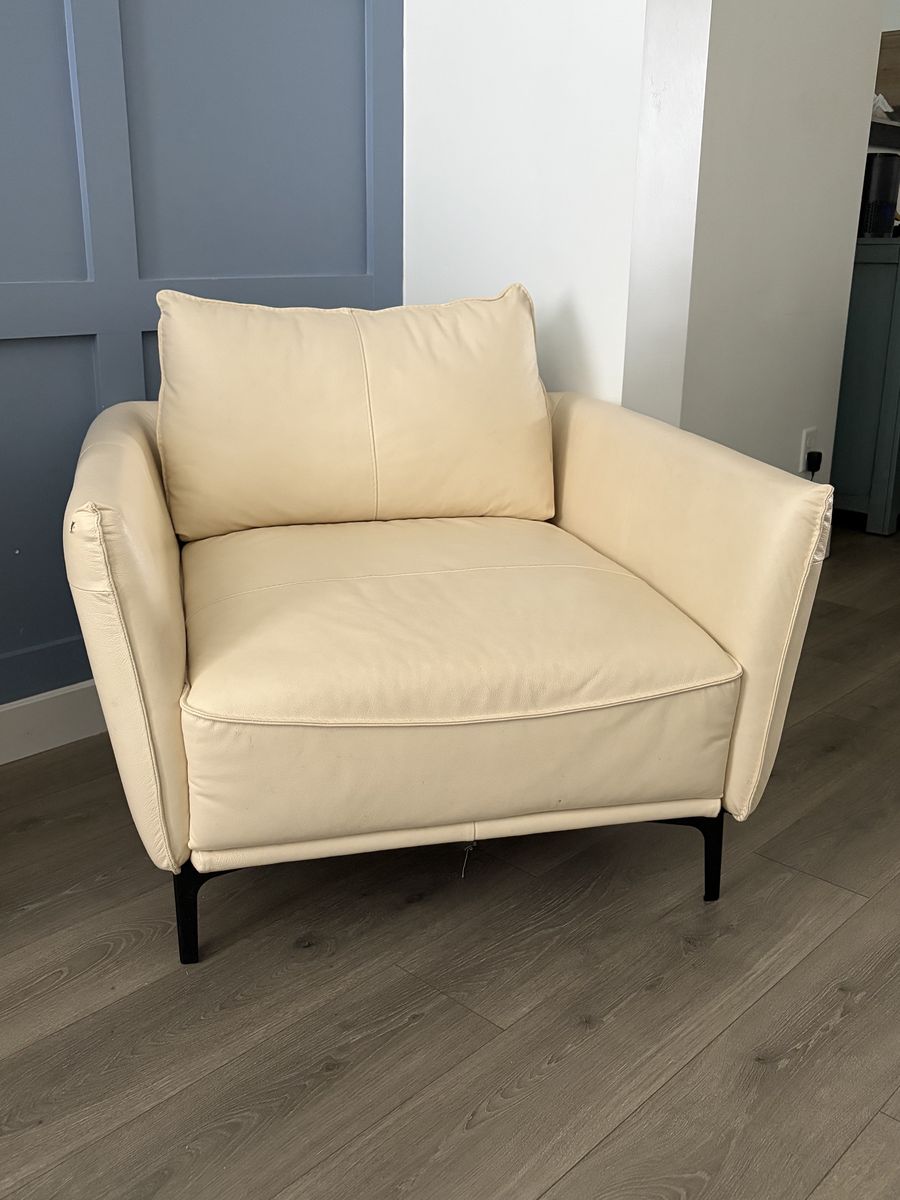 Cream Leather Accent Chairs