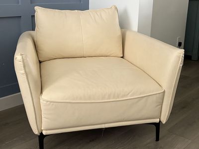 Cream Leather Accent Chairs
