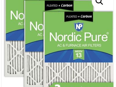 Nordic Pure 20x20x1 Pleated Air Filters MERV 13 Plus Carbon - 3 Pack