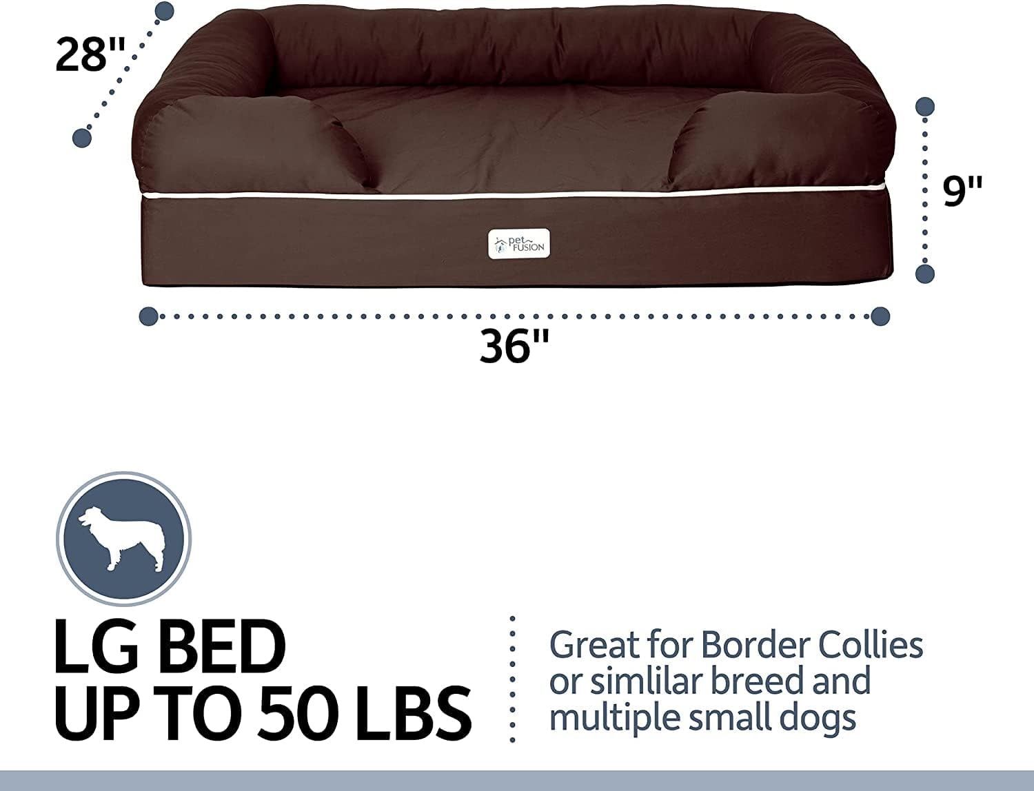 New PetFusion Large Memory Foam Dog Bed 36x28, Washable Cover