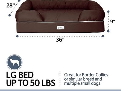 New PetFusion Large Memory Foam Dog Bed 36x28, Washable Cover