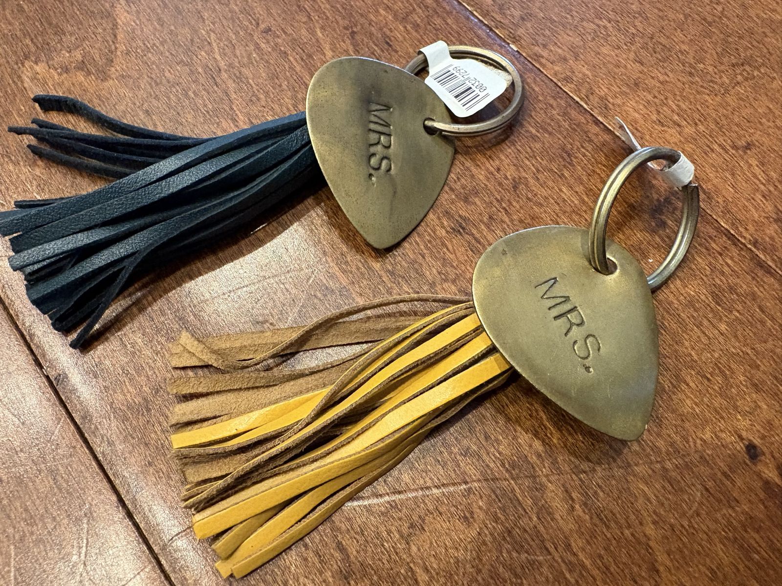 New Bronze “Mrs.” Keychain W/ Leather Tassel - 3 available 