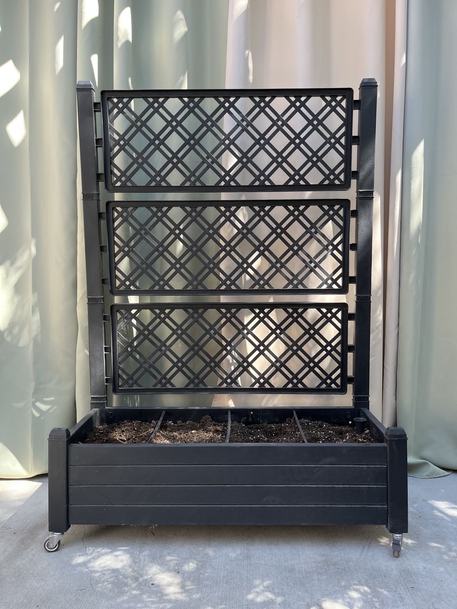 YITAHOME 43.3x17.7x61 in Planter Trellis Box with Wheels & Drain Plug, Outdoor Resin Raised Garden Bed