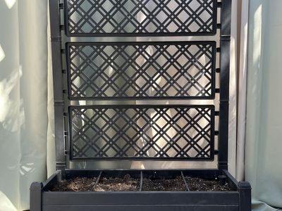 YITAHOME 43.3x17.7x61 in Planter Trellis Box with Wheels & Drain Plug, Outdoor Resin Raised Garden Bed
