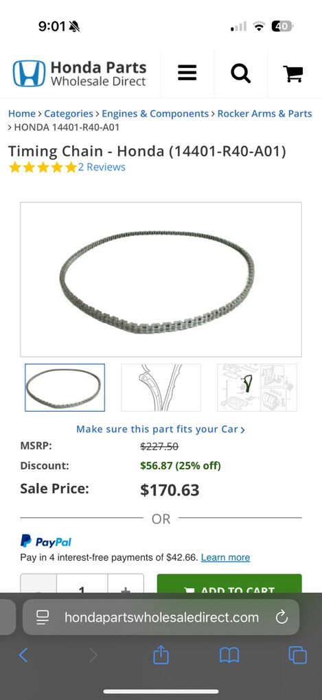 Timing Chain - Honda (14401-R40-A01) New