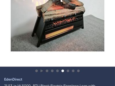 21.53-in W 5000 -BTU Black Electric Fireplace Logs with Heater and Thermostat