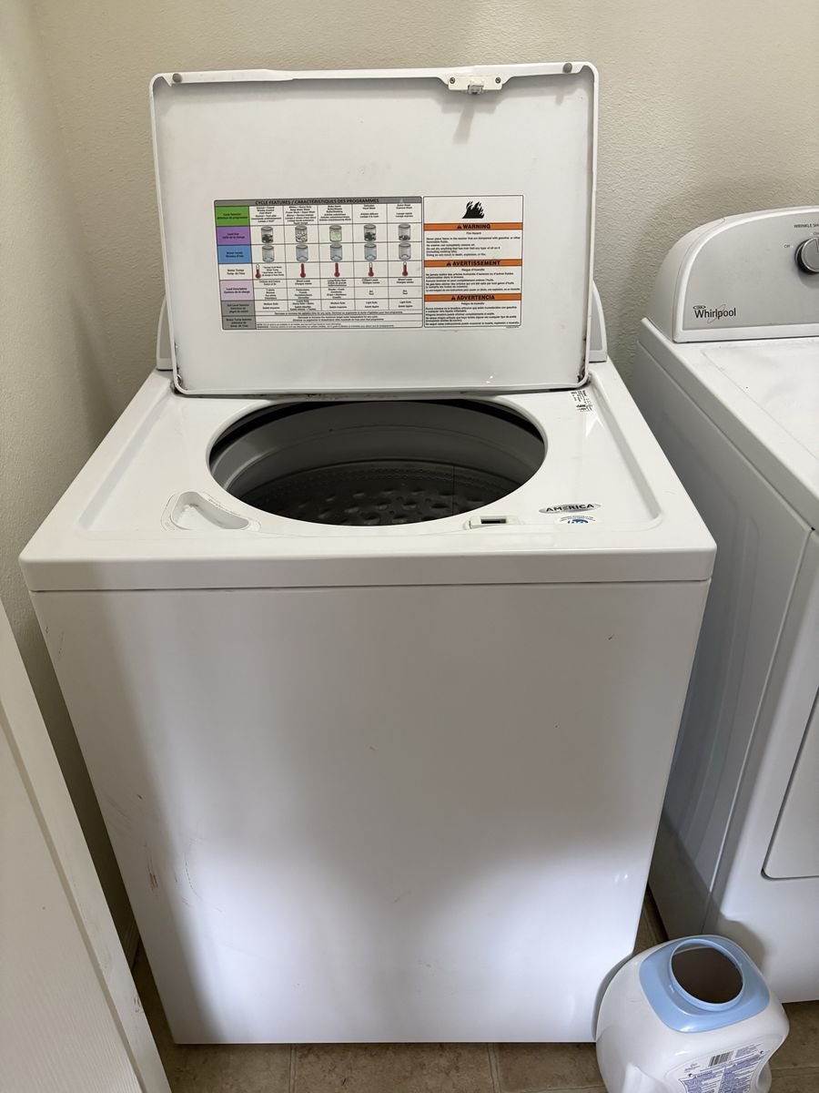 Whirlpool WTW5000DW1 Top Load Washing Machine White and Whirlpool Front Load Dryer