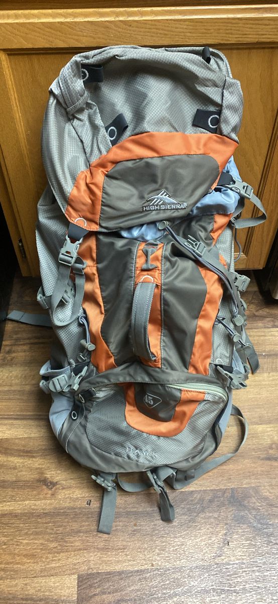 High Sierra Hawk 45 Internal Frame Backpack Gray Orange Hiking Camping
