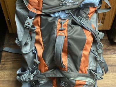 High Sierra Hawk 45 Internal Frame Backpack Gray Orange Hiking Camping