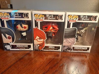 Funko Pop! Black Butler Animation Set: Sebastian, Grell, Undertaker (16, 18, 19) Vinyl Figures