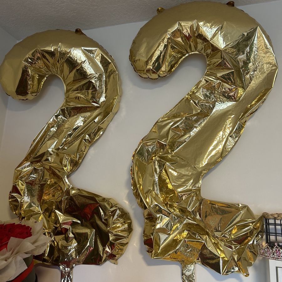 Large Gold Number 22  Balloons