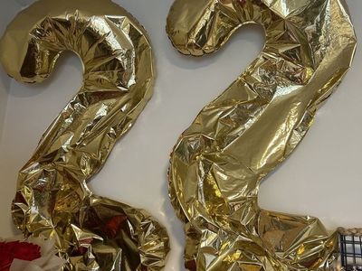 Large Gold Number 22 Balloons