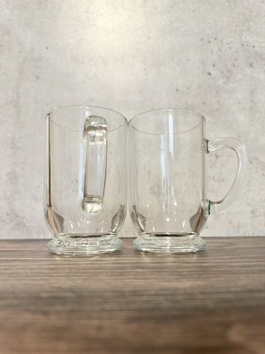 Clear Glass Coffee Mugs - Set of 2
