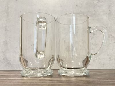Clear Glass Coffee Mugs - Set of 2