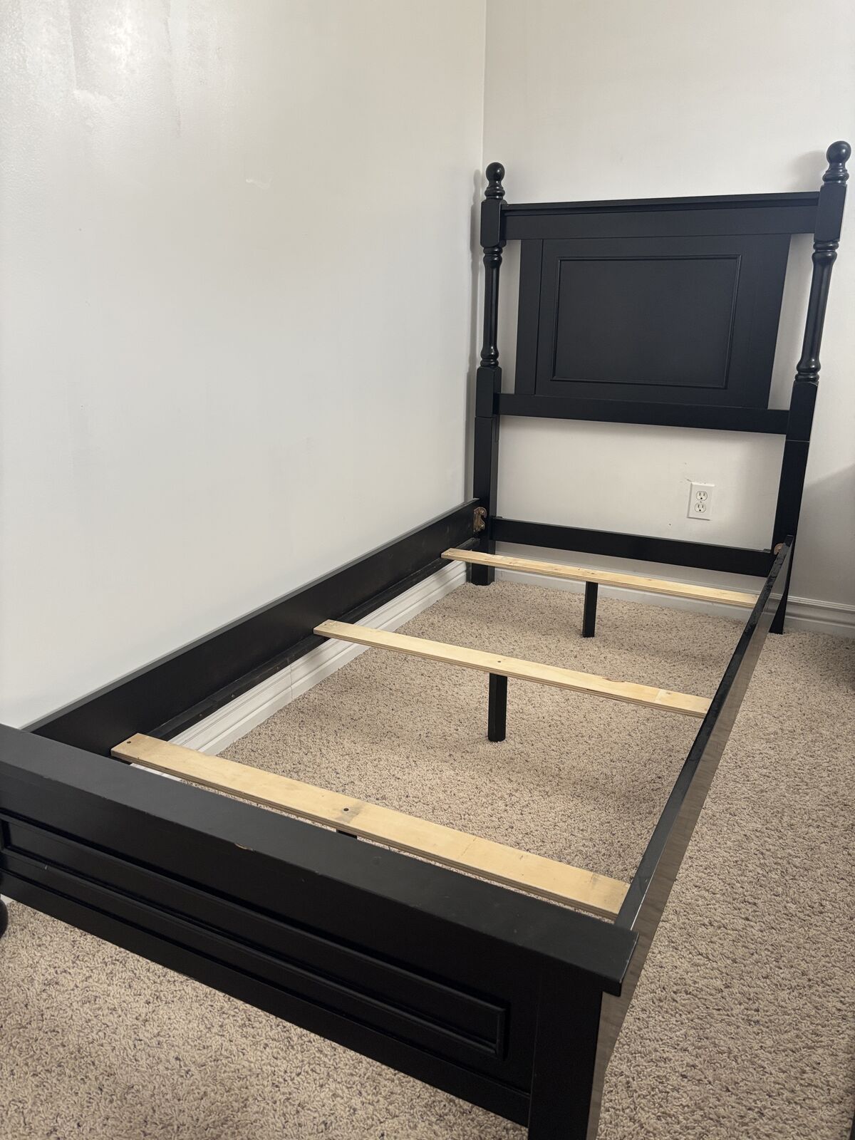 3 Black Twin Size Bed Frames / 3 Side Tables