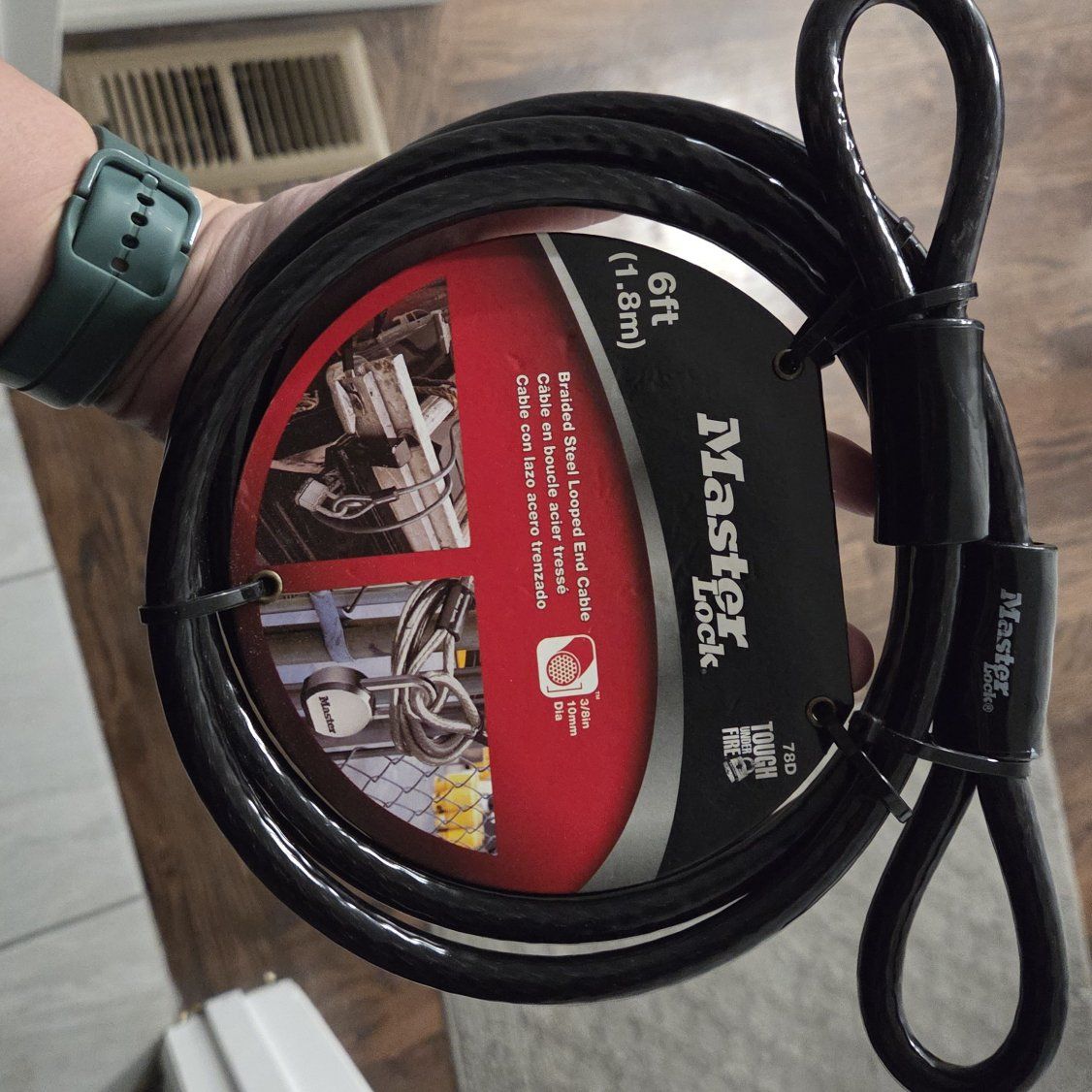 master lock 6 ft double loop cables