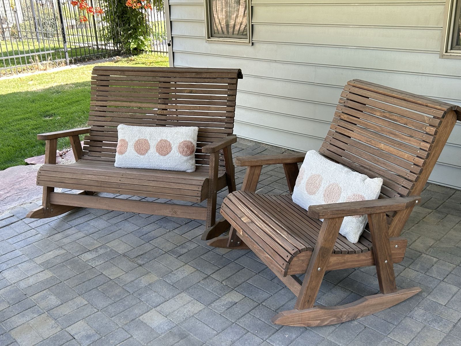 Beautiful Adirondack wood patio rockers 