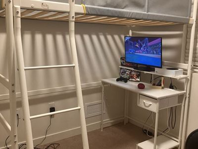 IKEA Vitval Twin Loft Bed Frame with Ladder - White and Light Gra